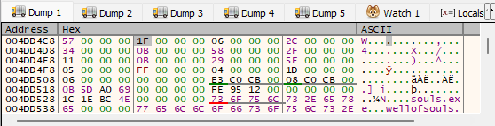 Sub table memory dump in Well of Souls activation logic